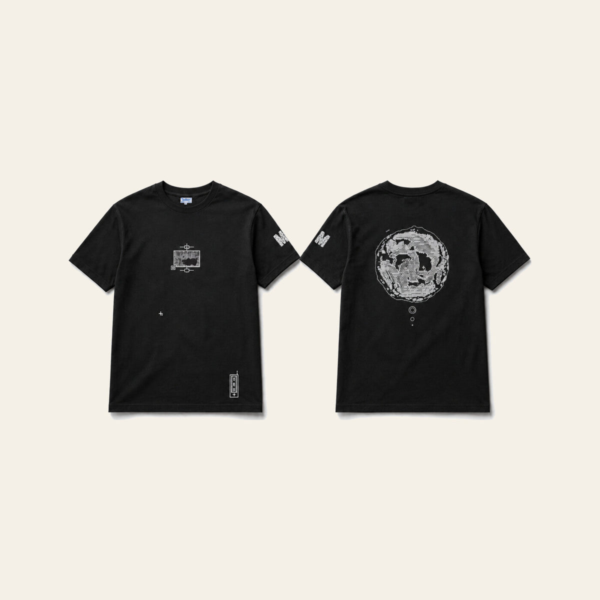 MENYMORE x Jheronimus zwarte T-shirts, voor- en achterzijde